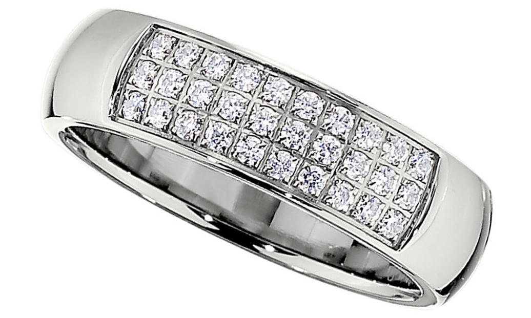 Titanium Cubic Zirconia Domed Band