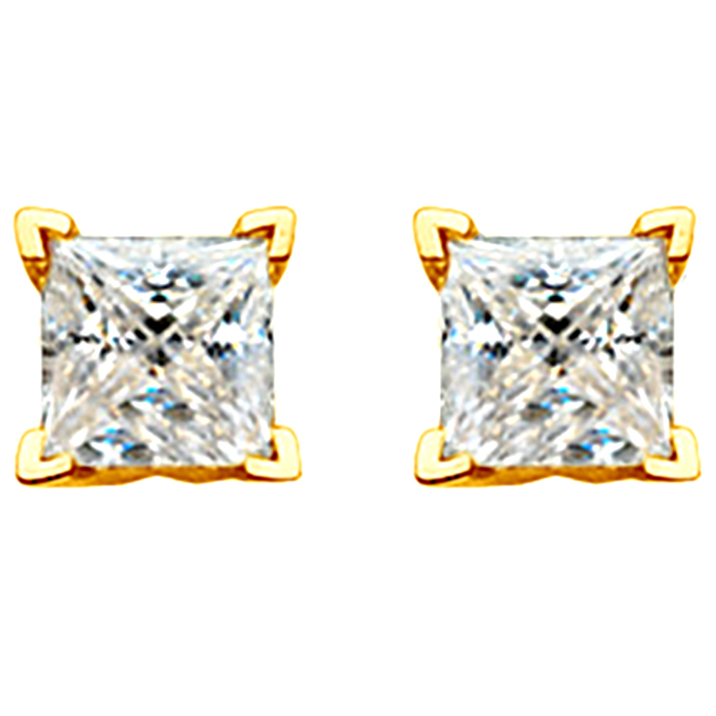 14k yellow gold square Forever Classic Moissantie earrings. 