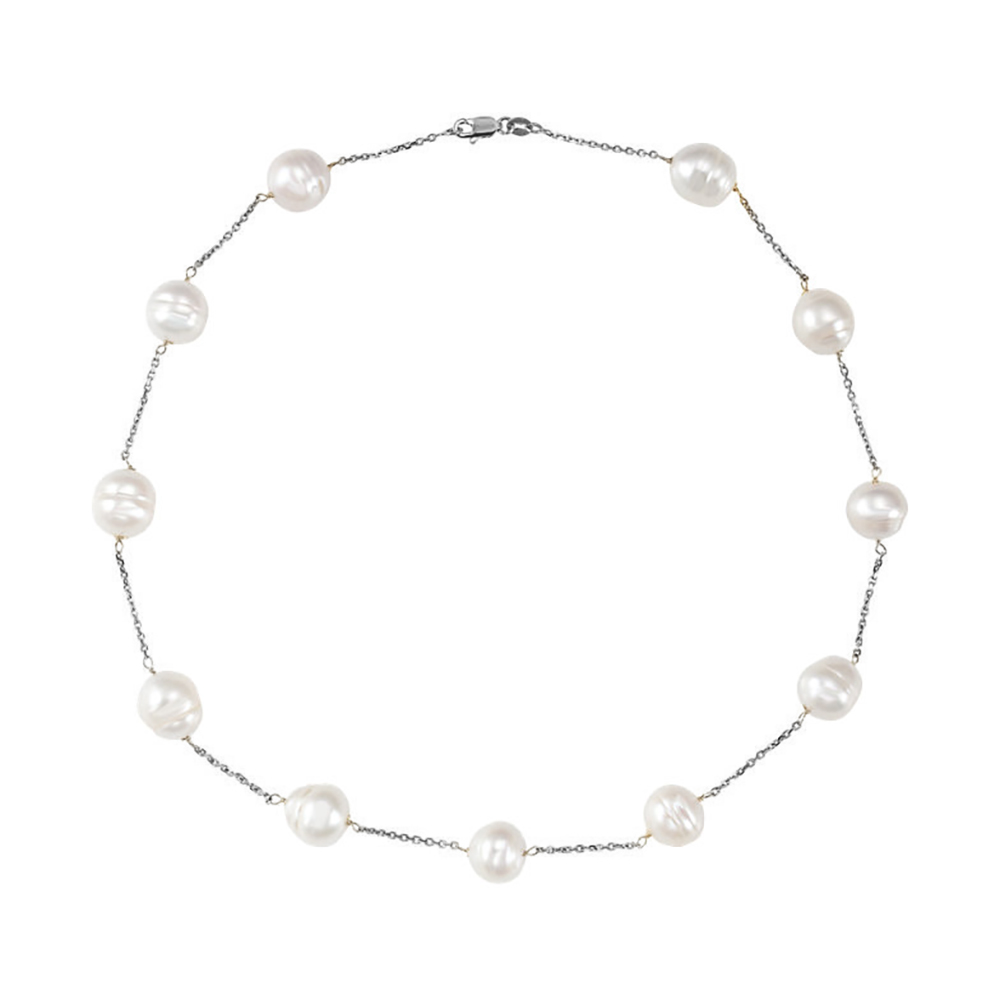 White Freshwater Cultured Pearl Bracelet, 14k White Gold. 