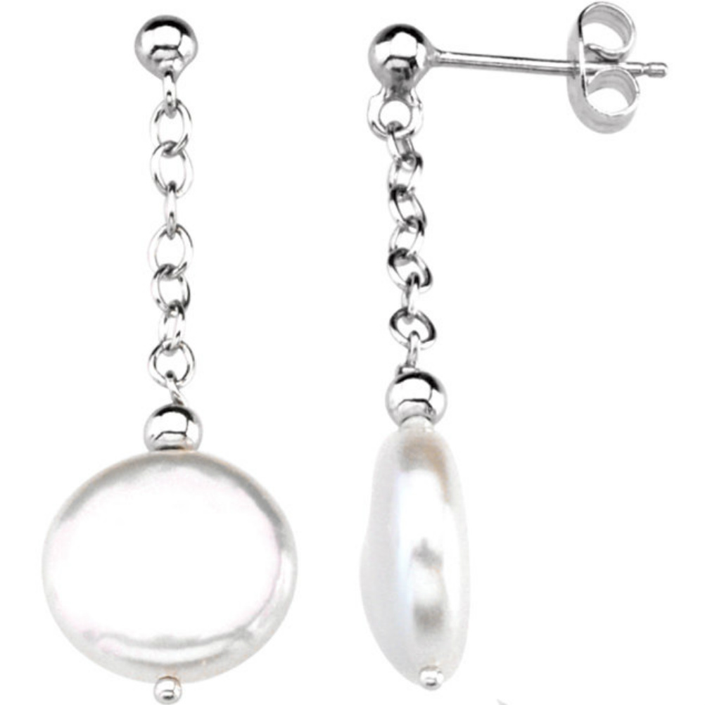 Sterling Silver Pearl Dangle Earrings. 