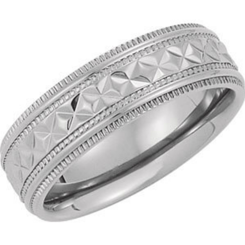 Polished Titanium Diamond Cut Milgrain Band