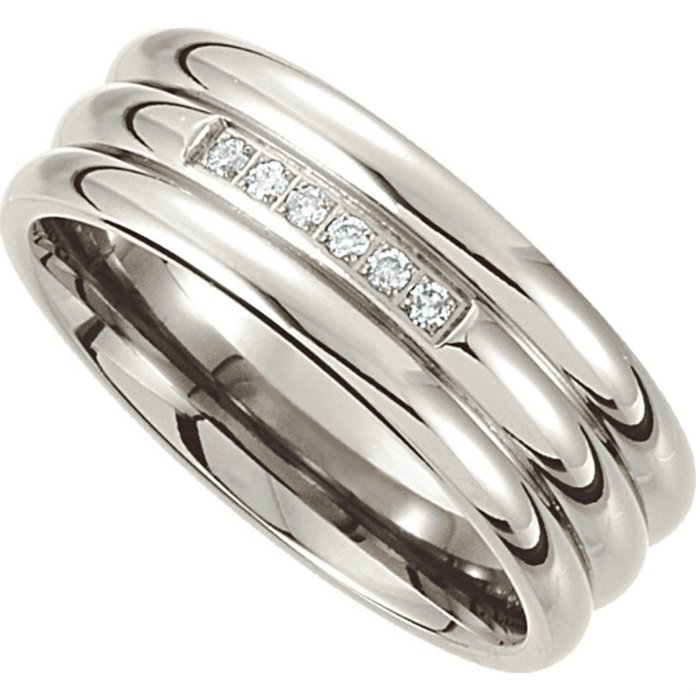 Titanium 10 CTTW Diamond Grooved Band