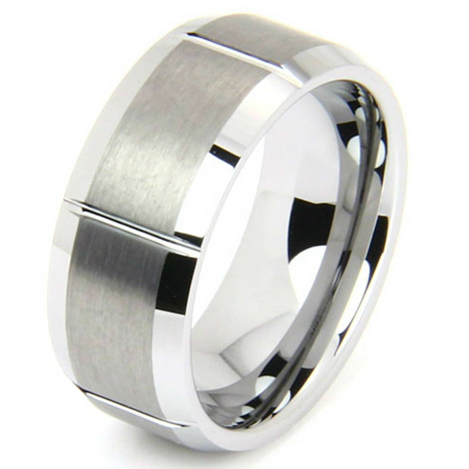 8mm Tungsten Matte and Polished Comfort Fit Ring. 