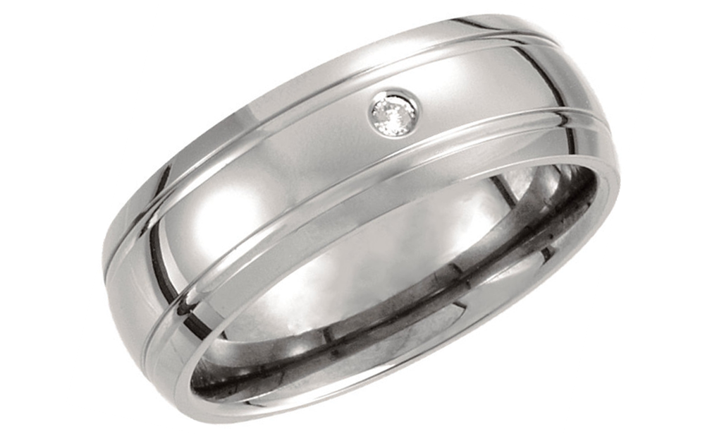 Titanium .05 Cttw Diamond Ridged Band