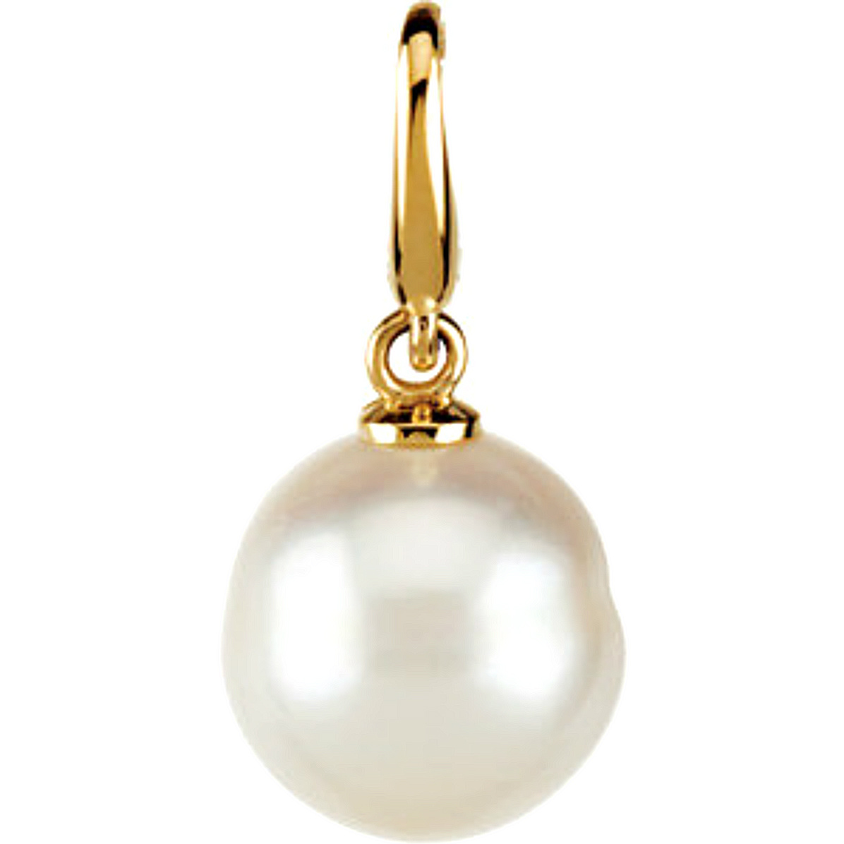 Freshwater Cultured Circle Pearl Charm 14kt Yellow Gold. 