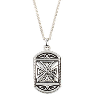 Men's Maltese Cross Sterling Silver Necklace, 24" (Reversible).