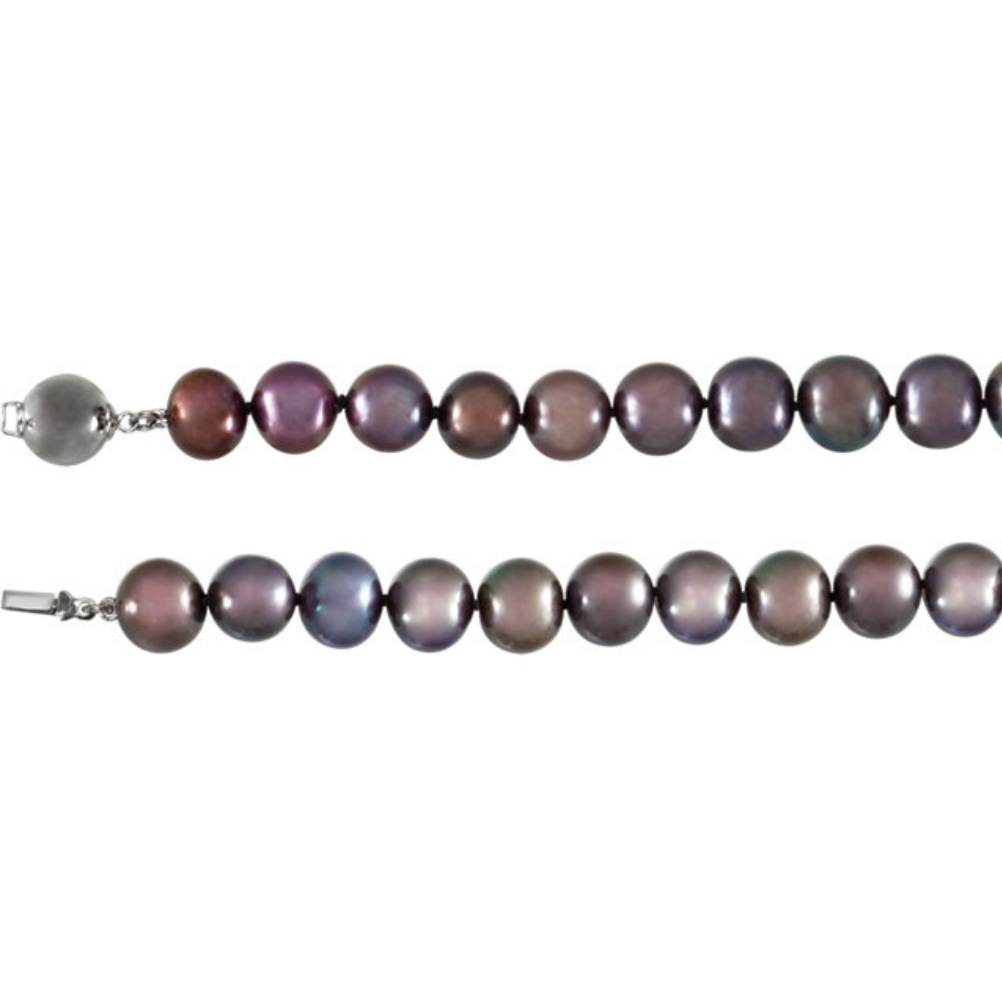 Sterling Silver Freshwater Black Cultured Pearl Bracelet. 