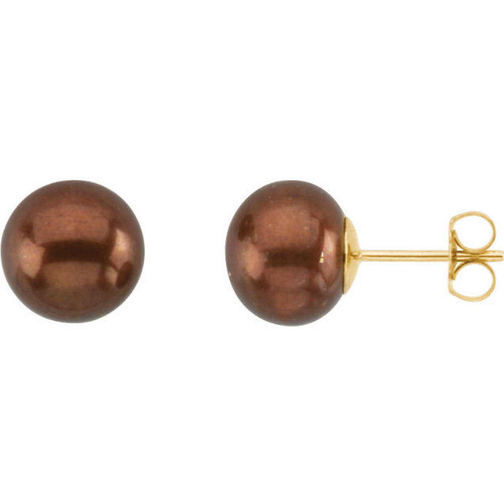 Sterling Silver Freshwater Cultured Chocolate Pearl Earrings. 