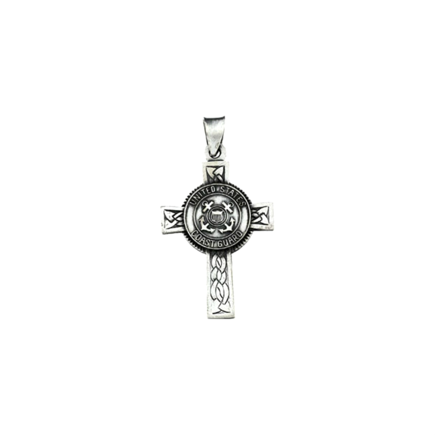 US Coast Guard Halo Cross Sterling Silver Pendant.