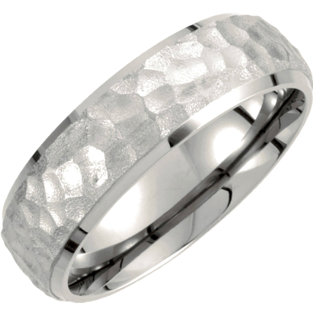 Titanium Hammered Dome Comfort Fit Band