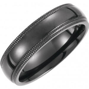 Black Titanium Double Milgrain Ring