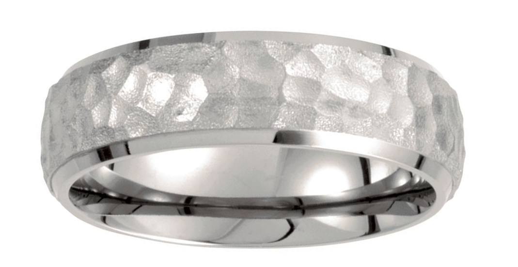 Titanium Hammered Dome Comfort Fit Band