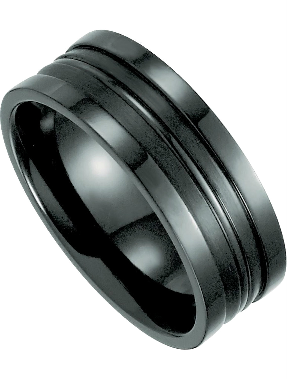 Black Matte and Polished Titanium Ring