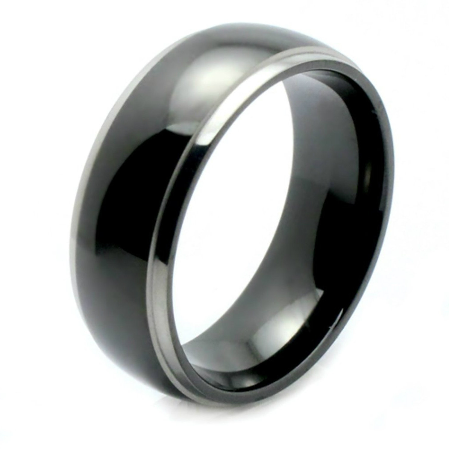 8mm Black Tungsten IP Dome Comfort Fit Ring. 