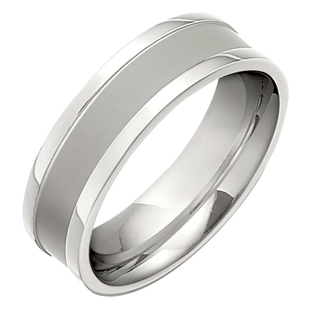 Titanium Comfort Fit Flat Edge Band