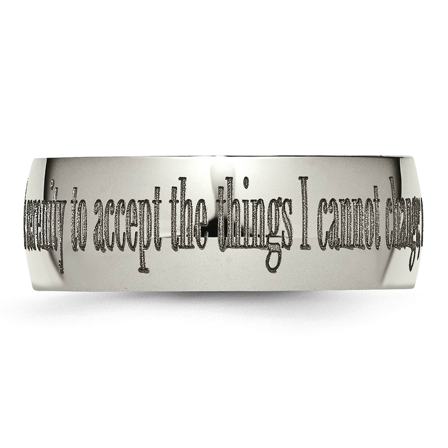 'God Grant Me the Serenity to Accept the Things I Cannot Change' Comfort Fit Dome Titanium Ring