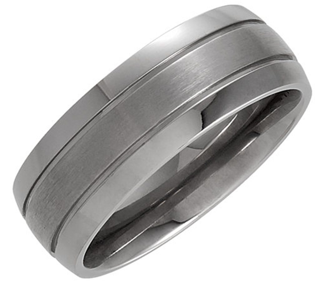 Matte Center and Polished Titanium Ring