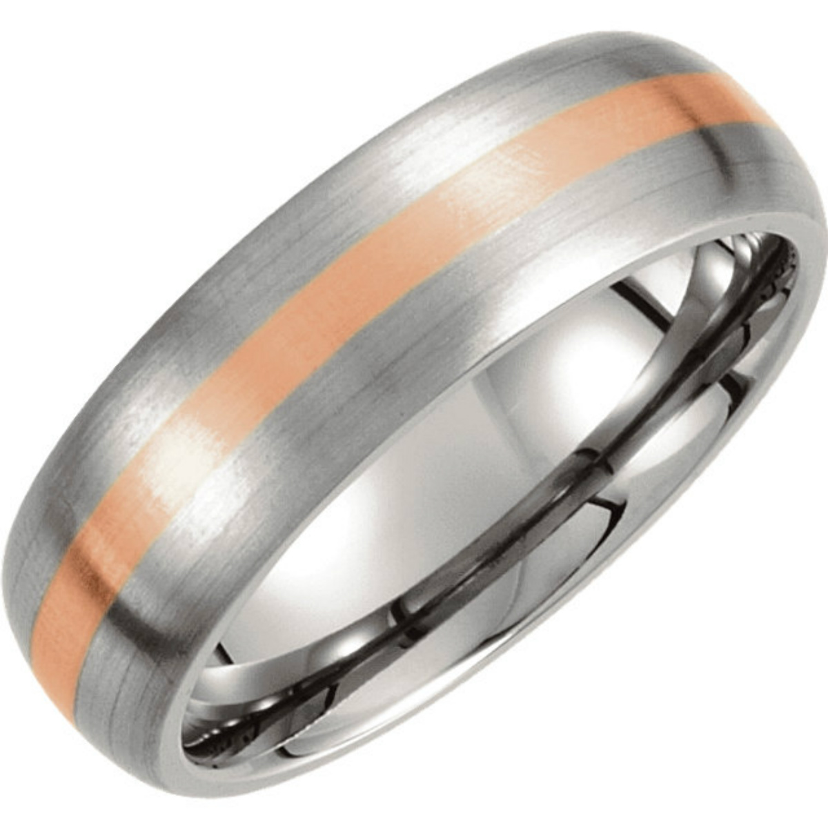 Satin Titanium and 14k Rose Gold 7mm Titanium Ring