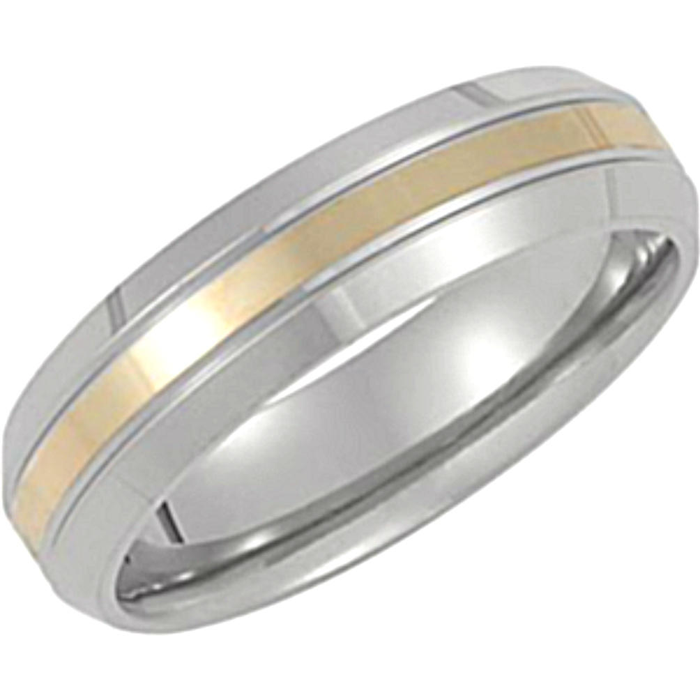 6mm Titanium and 14k Yellow Gold Inlay Ring