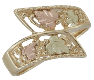 Bypass Embossed Ring, 10k Yellow Gold, 12k Green and Rose Gold Black Hills Gold Motif