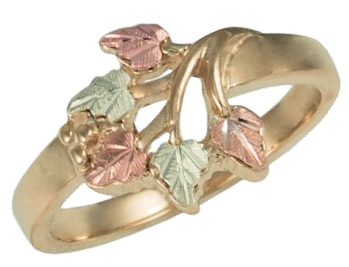 Grape Vine Ring, 10k Yellow Gold, 12k Green and Rose Gold Black Hills Gold Motif