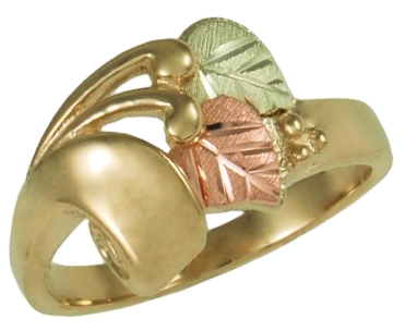 Swirl Vine Ring, 10k Yellow Gold, 12k Green and Rose Gold Black Hills Gold Motif