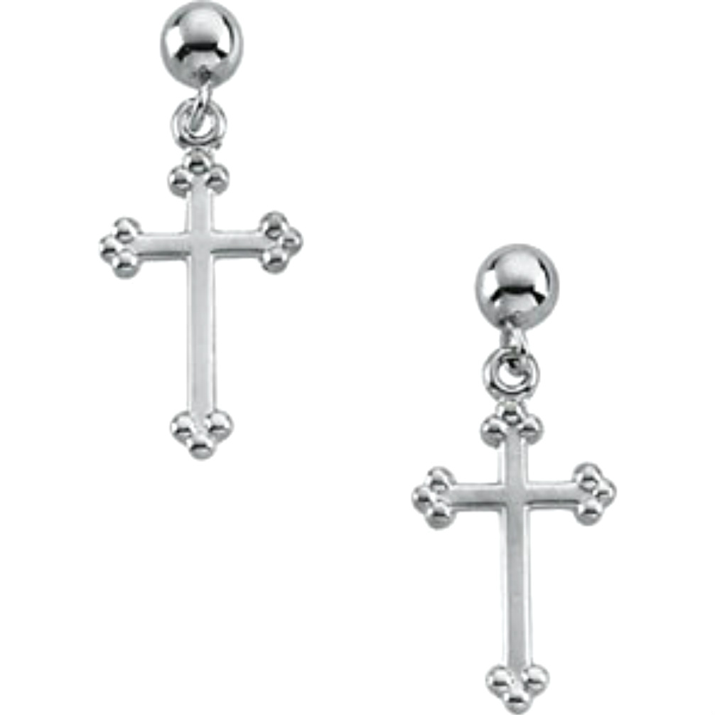 14k Yellow Gold Cross Earring. 