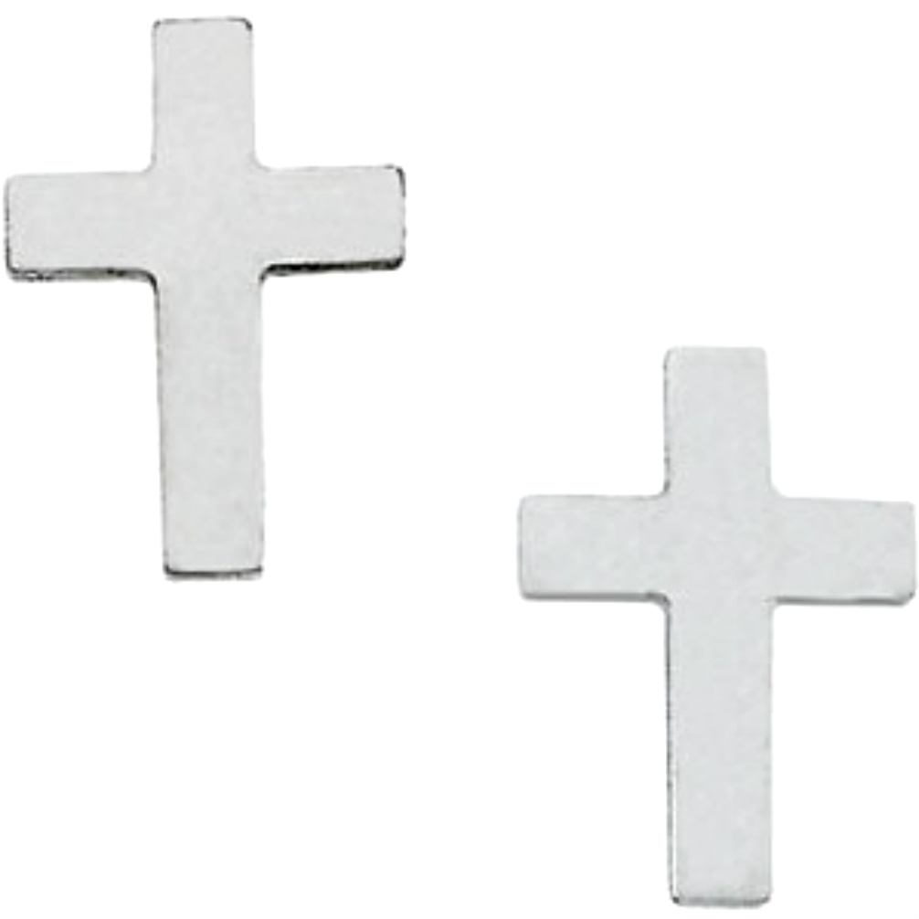  Children's 14k White Cross Earrings. 