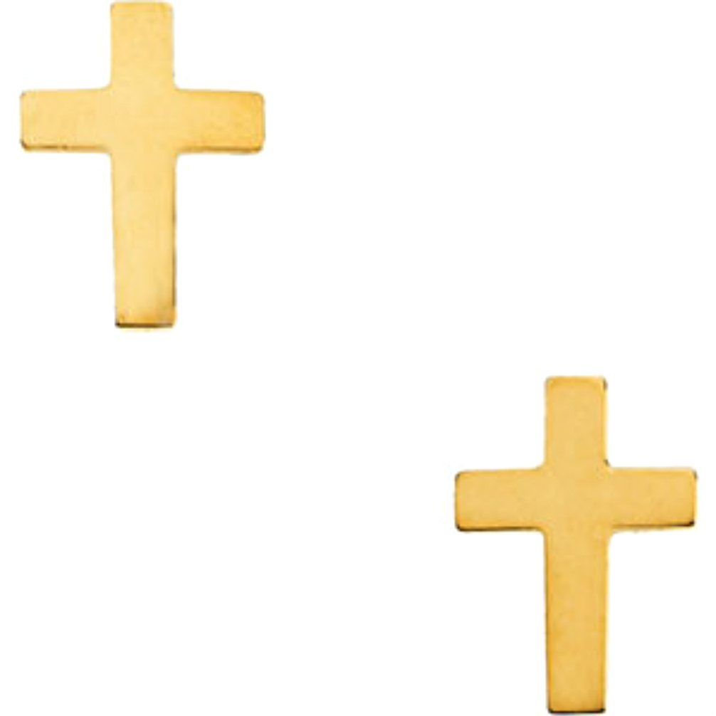 Children's 14kt Yellow Cross Earrings. 