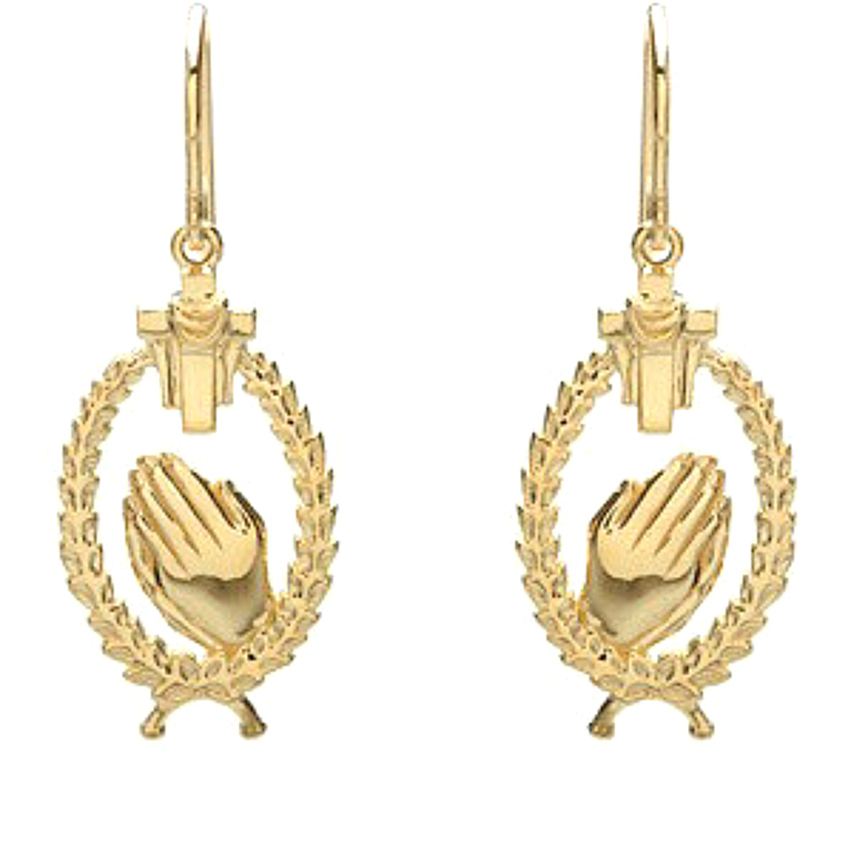 Wings of Remembrance' Robed Cross Earrings, 14k Yellow Gold. 