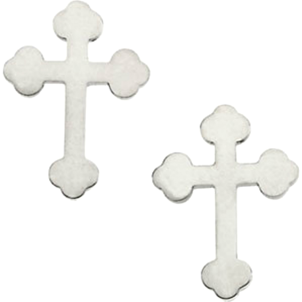 14k White Gold Cross Earrings. 