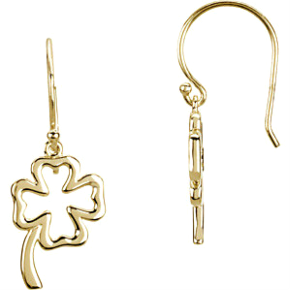 14k Yellow Gold Clover Earrings.