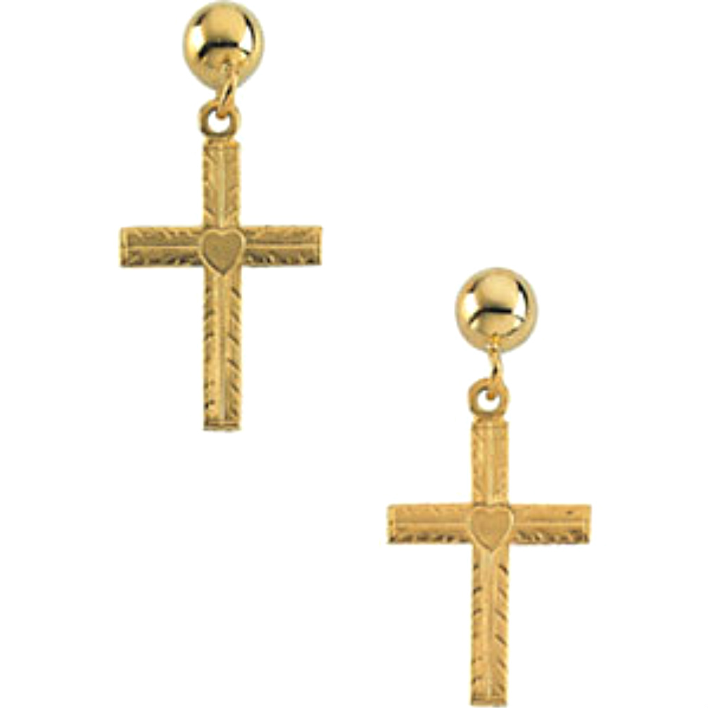 Cross Ball Dangle Earrings. 