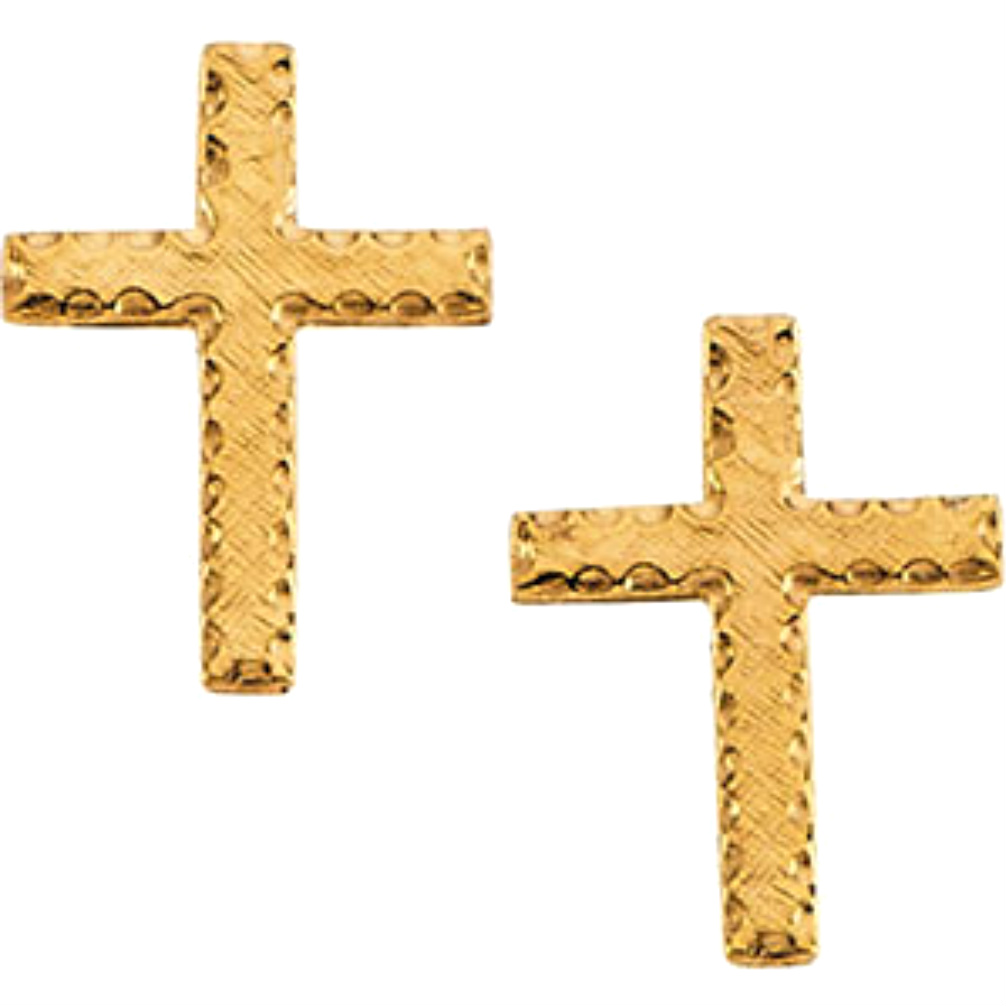 Children Gold Cross Earrings. 