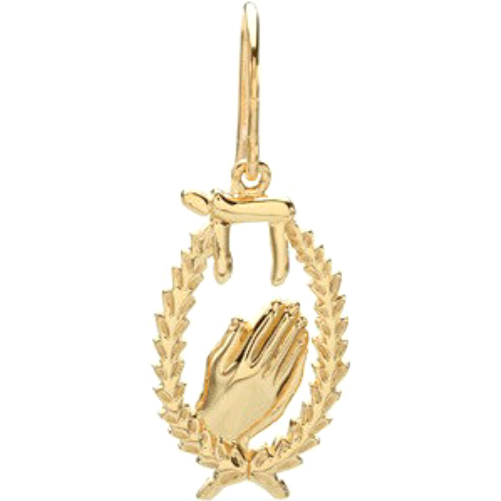 14k Yellow Gold Wings of Remembrance Chai Earring - right only. 