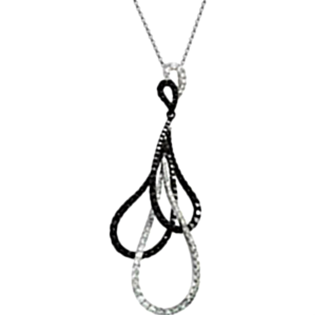 Black and White Diamond 14k White Gold Pendant. 