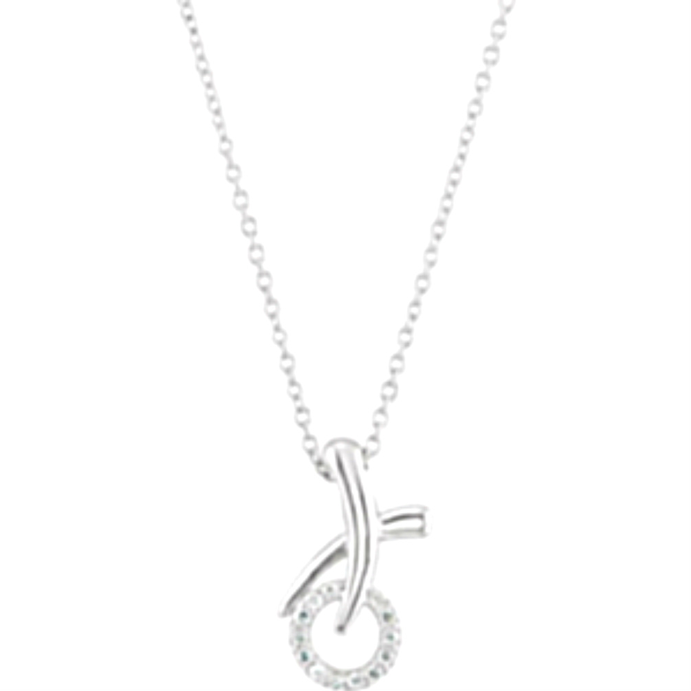 Diamond 'XO' Sterling Silver Pendant Necklace. 