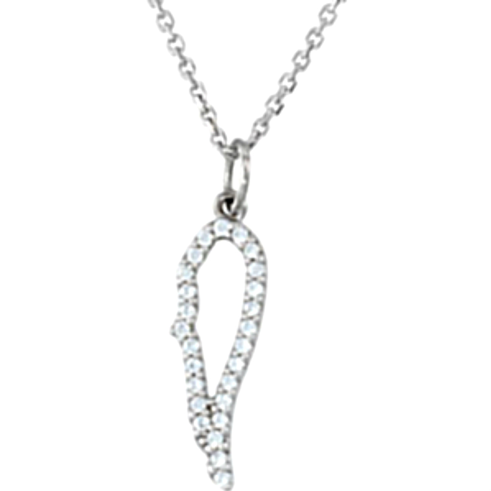 Diamond Angel Wing 14K White Gold. 