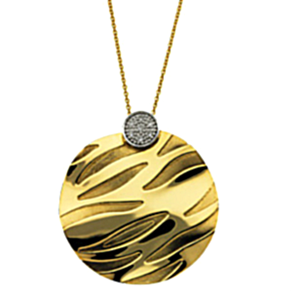 Diamond Circle 14k Yellow Gold Pendant. 