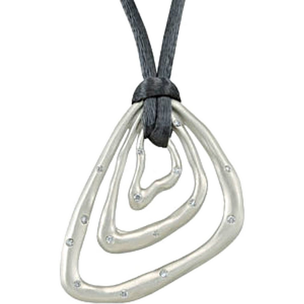 Diamond Coffee Cord Pendant Sterling necklace. 