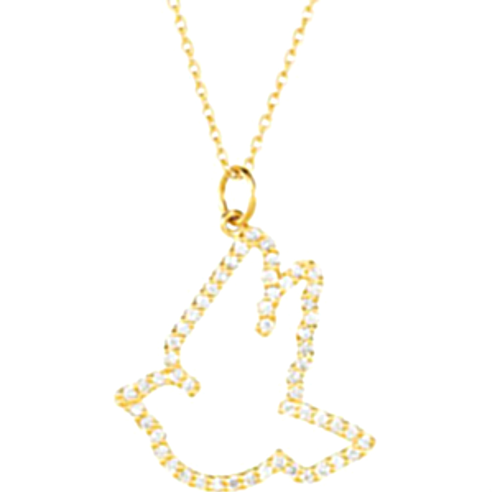 Diamond 'Dove' 14k Yellow Gold Pendant Necklace. 