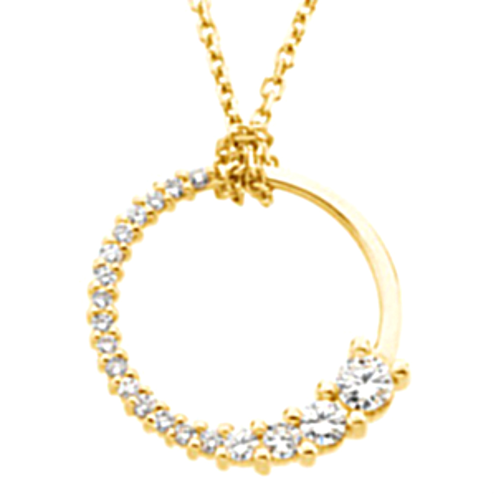 Diamond Journey Circle 14k Yellow Gold Pendant. 