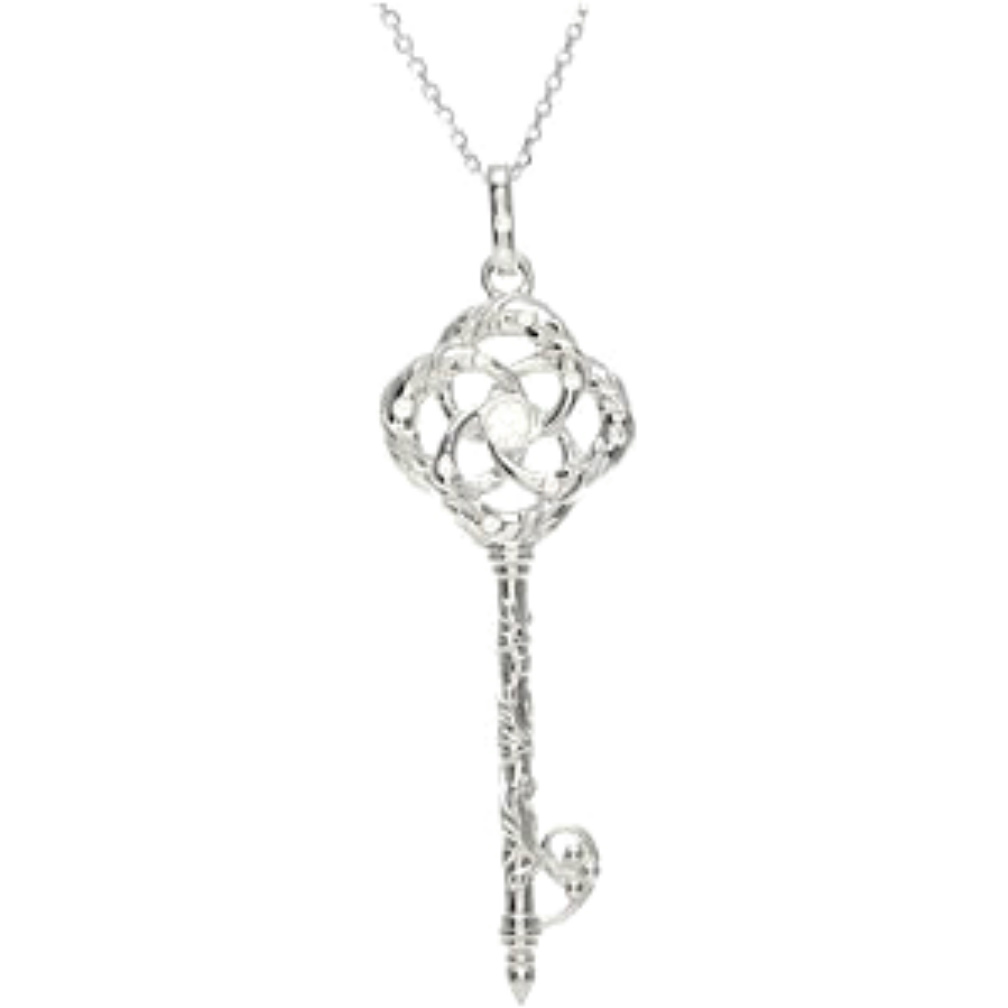 Diamond Key Pendant, Sterling Siver. 