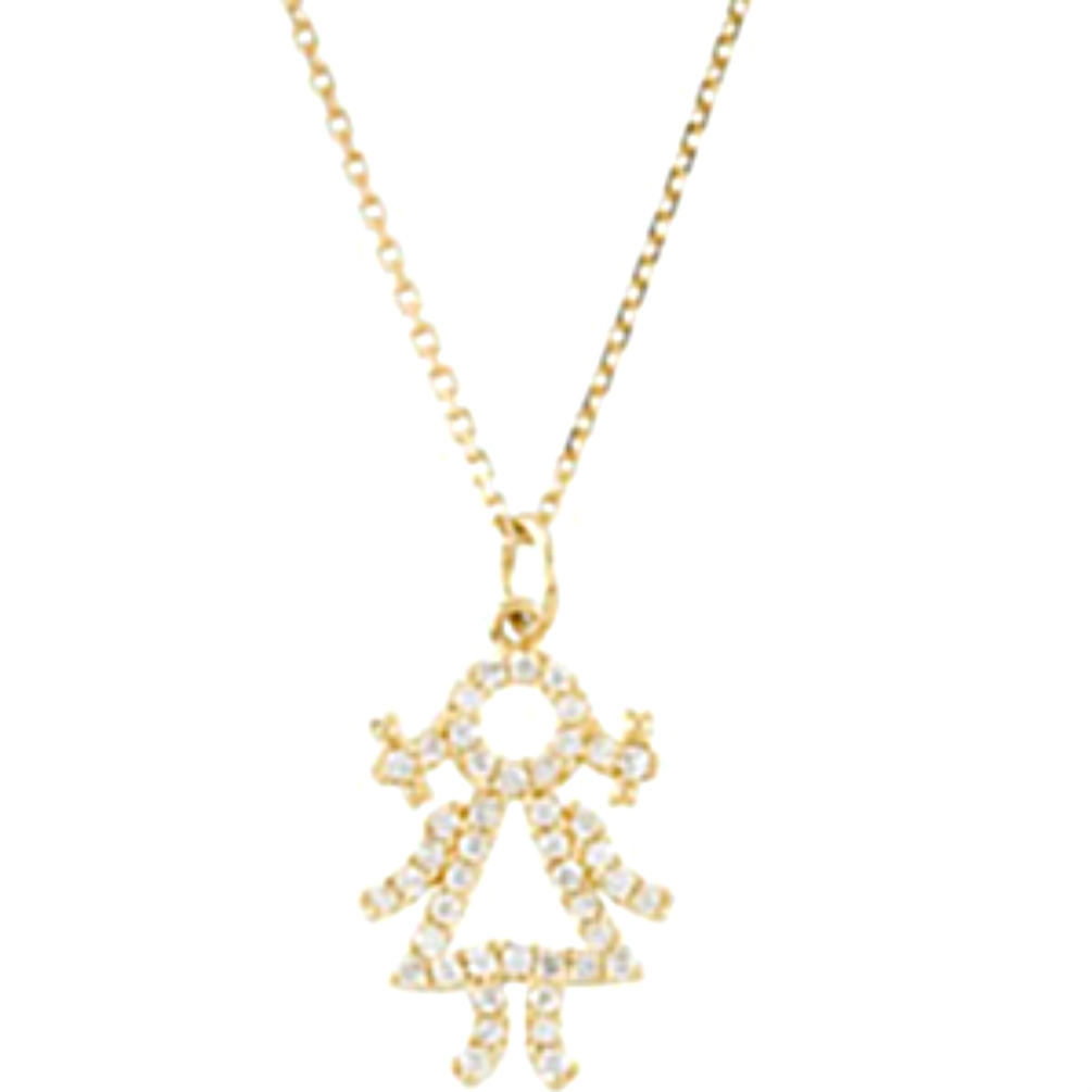 Diamond Little Baby Girl 14k Yellow Gold. 