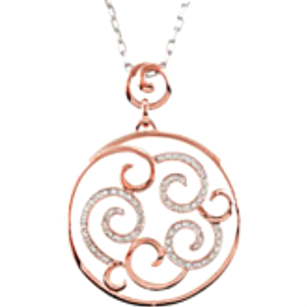 Diamond Pendant Necklace in 14k Rose Gold. 