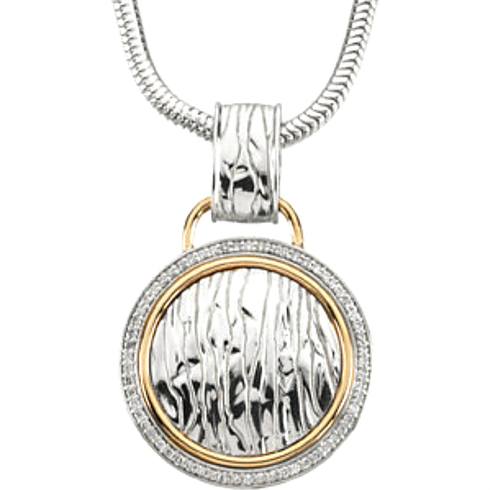 Diamond Round Elephant Skin Design Pendant Necklace. 