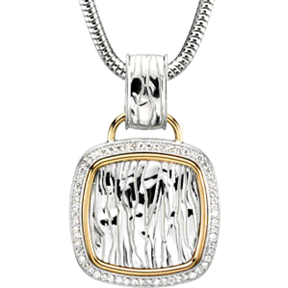 Diamond Square Pendant Necklace. 