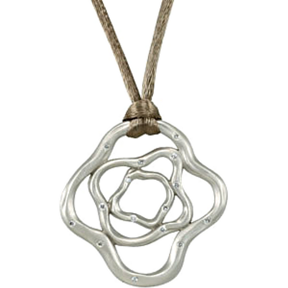 Diamond Sterling Coffee Cord Pendant. 