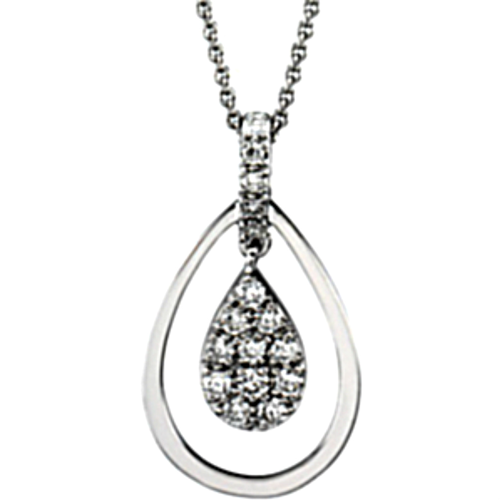 Diamond Teardrop Pendant 14k White Gold. 