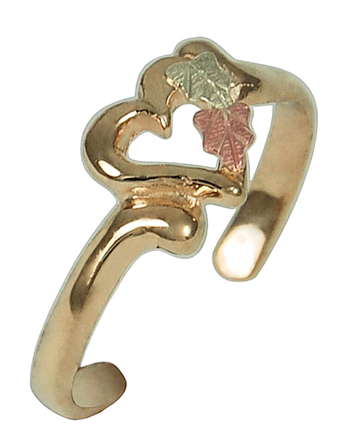 Petite Open Heart Ring, 10k Yellow Gold, 12k Pink and Green Gold in Black Hills Gold Motif